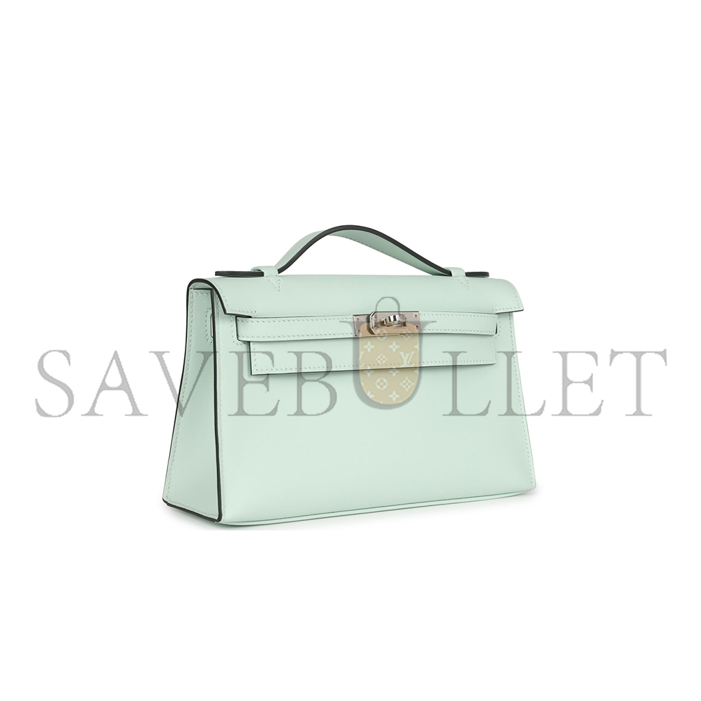 H**mes master kelly pochette vert bubble green swift palladium hardware (22*14*7cm)